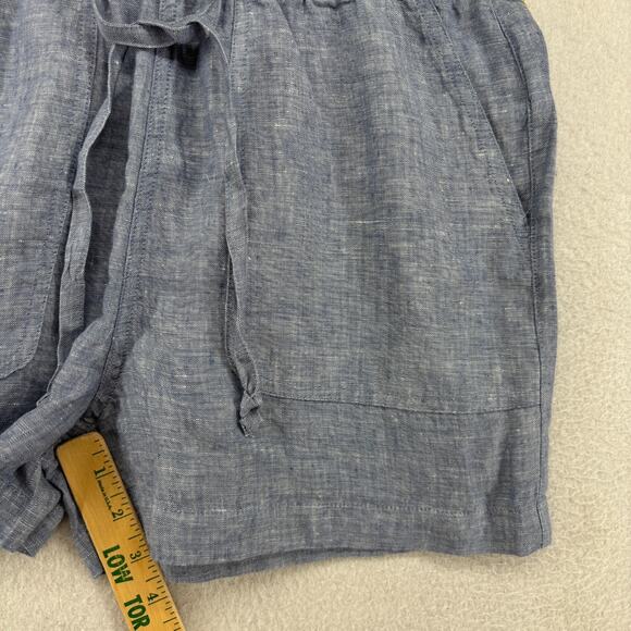C&C CALIFORNIA Shorts S 100% Linen Chambray Elastic Waist Coastal Boho Blue NEW - Picture 15 of 16